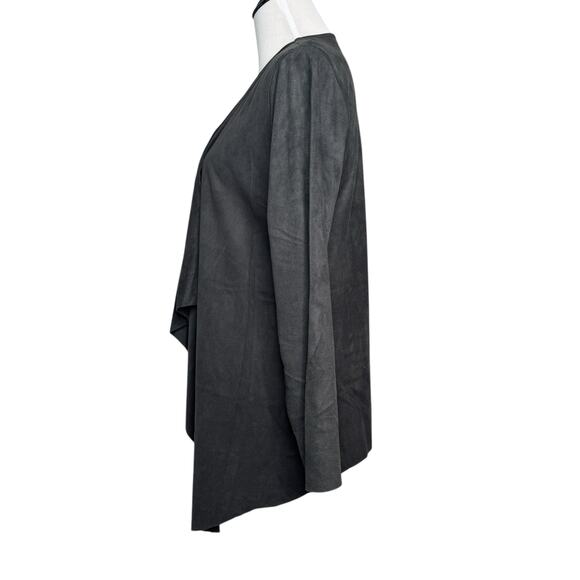 Soft Surroundings Faux Suede Waterfall Jacket Sz Large - Graphite Color - Picture 3 of 7